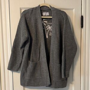 Gray Open-Front Cardigan